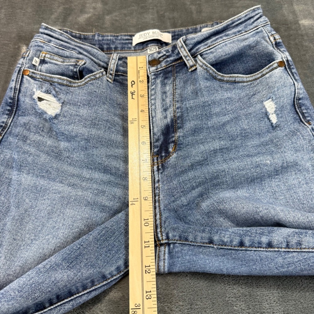 Judy Blue Slim Fit Distressed Distressed Jeans Medium Wash 9/29 High Rise - Picture 8 of 11